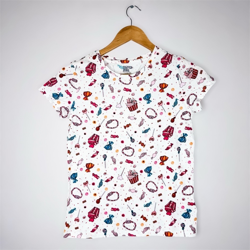 New Kids Spotted Zebra Candy & Sweets All Over Print Colorful Graphic T-Shirt XL